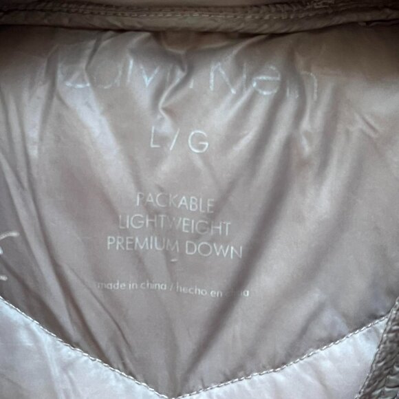 Gray Lightweight Calvin Klein Trench Coat Down Puffer Jacket with Removable Hood - Picture 5 of 7